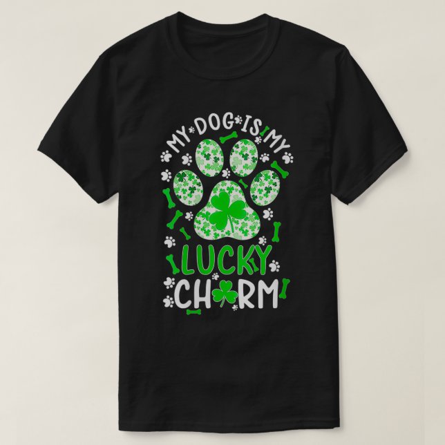 Womens My Dog is My Lucky Charm Shamrock paw dog s T-Shirt (Design Front)