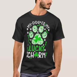 Womens My Dog is My Lucky Charm Shamrock paw dog s T-Shirt