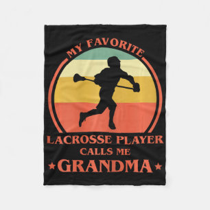 Womens My Favorite Lacrosse Player Calls Me Grandm Fleece Blanket