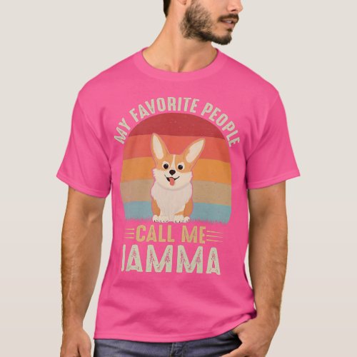 Womens My Favorite People Call Me Jamma Cute Corgi T_Shirt