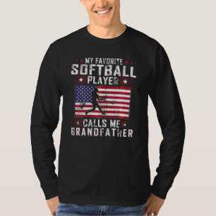 Womens My Favorite Softball Player Calls Me Grandf T-Shirt