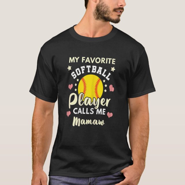 Womens My Favorite Softball Player Calls Me Mamaw  T-Shirt (Front)