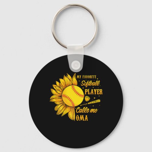 Womens My Favorite Softball Player Calls Me Oma Hi Keychain