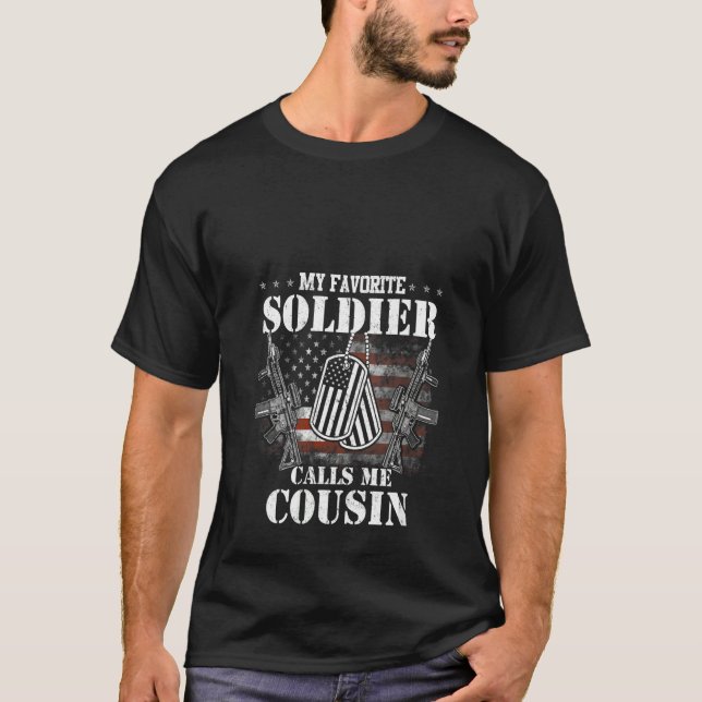 Womens My Favorite Soldier Calls Me Cousin Veteran T-Shirt (Front)