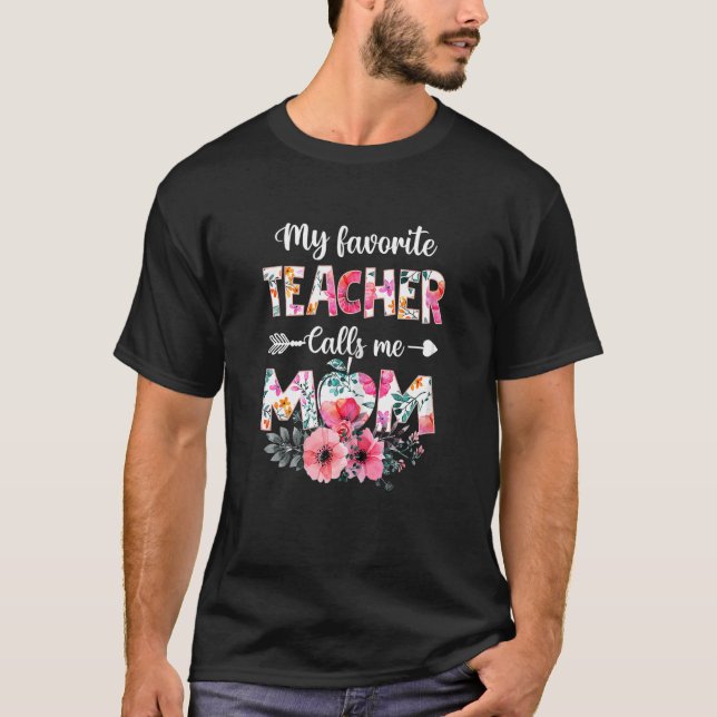 Womens My Favorite Teacher Calls Me Mom Baseball M T-Shirt (Front)