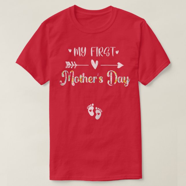 Womens My First Mother's Day Pregnancy Announcemen T-Shirt (Design Front)