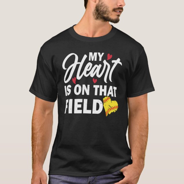 Womens My Heart is on That Field Baseball Softball T-Shirt (Front)