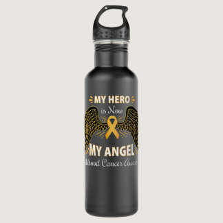 Womens My Hero is now my angel, Childhood cancer a Stainless Steel Water Bottle
