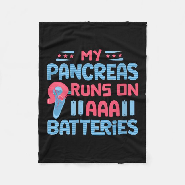 Womens My Pancreas Runs On Aaa Batteries V-neck  Fleece Blanket (Front)