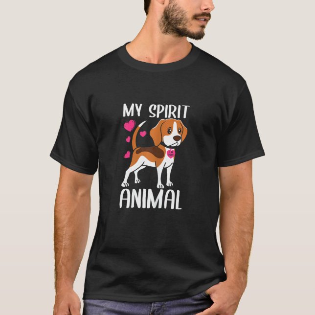 Womens My Spirit Animal Beagle Dog I Love Mom Neck T-Shirt (Front)