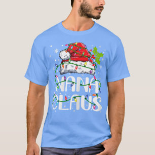 Womens Nana Claus Christmas Lights Pajama Family T-Shirt