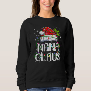 Womens Nana Claus Shirt Christmas Lights Pajama Fa