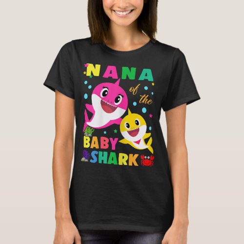 Womens Nana Of The Birthday Baby Nana Shark Family T_Shirt