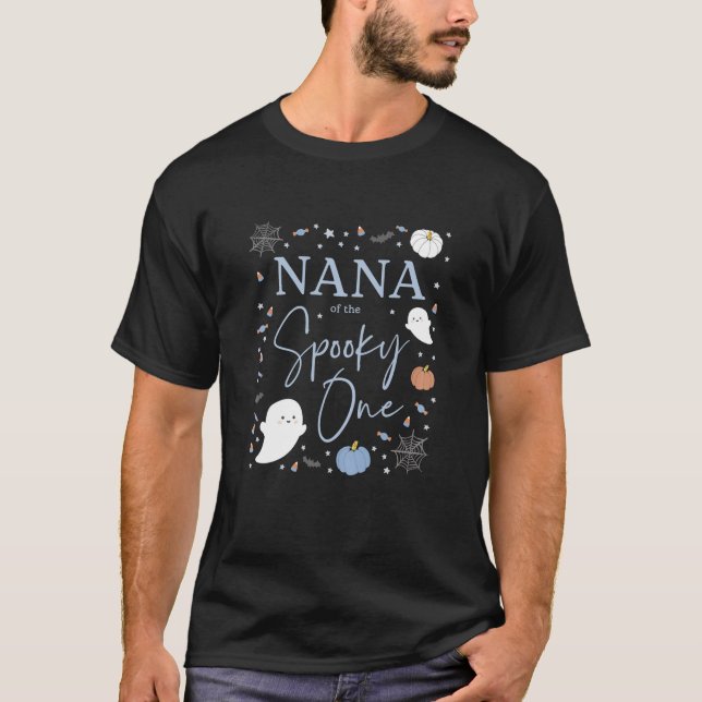 Womens Nana Of The Spooky One First Birthday Blue T-Shirt (Front)