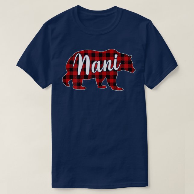 Womens Nani Bear Shirt Christmas Red Plaid Family  (Design Front)