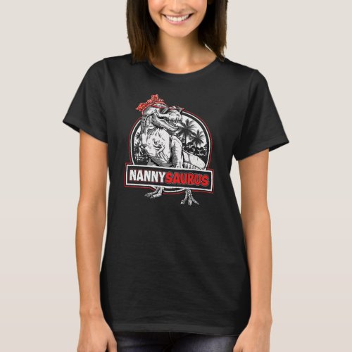 Womens Nannysaurus T Rex Dinosaur Nanny Saurus T_Shirt
