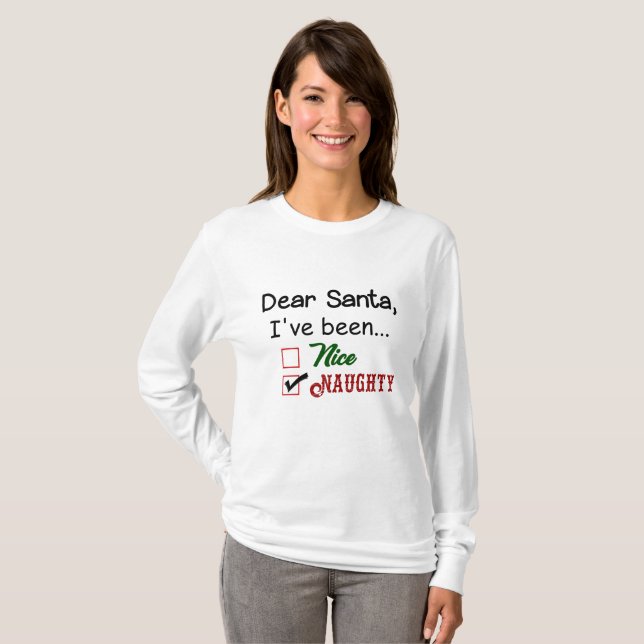 Women's Naughty Funny Christmas Holiday Sweatshirt T-Shirt (Front Full)