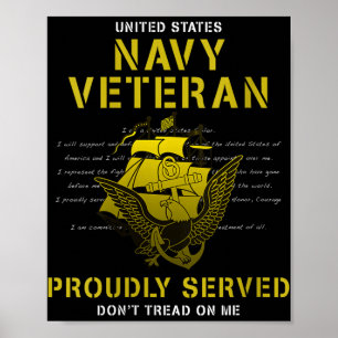 Womens Navy Veteran Proudly Served V-neck Poster