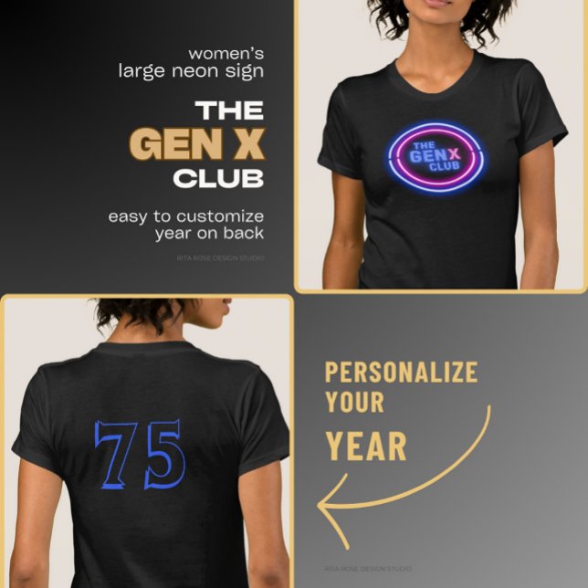 Womens Neon Sign THE GENX CLUB With Year T-Shirt (Creator Uploaded)