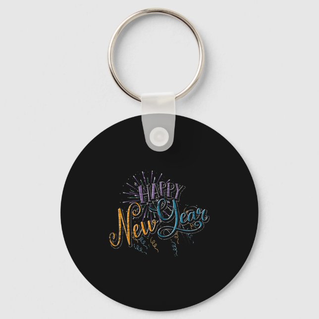 Womens New Years Eve Celebration Confetti Firework Keychain (Front)