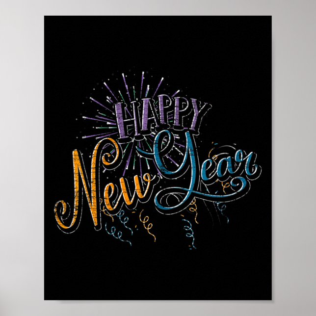 Womens New Years Eve Celebration Confetti Firework Poster (Front)