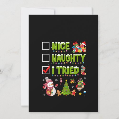 Womens Nice Naughty I Tried Funny Christmas Tree L Save The Date