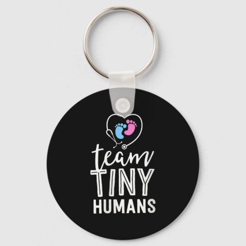 Womens NICU Nurse Shirt Team Tiny Humans Gift Keychain