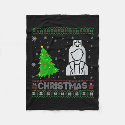 Womens Nicu Nurse Xmas Tree Lighting Ugly Christma Fleece Blanket