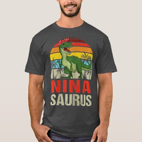 Womens Ninasaurus  Rex Dinosaur Funny Nina Saurus  T_Shirt