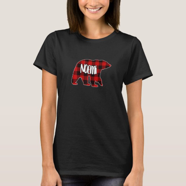 Womens Noemi Bear Custom Red Buffalo Plaid Christm T-Shirt (Front)