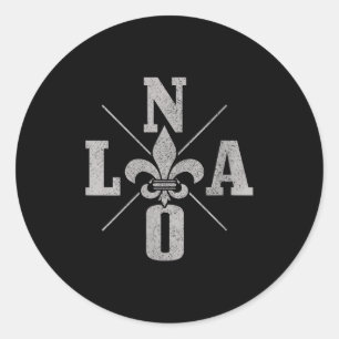 Womens Nola New Orleands Vintage Pride V-neck Classic Round Sticker