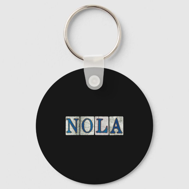 Womens Nola New Orleans Louisiana Street Tile V-ne Keychain (Front)