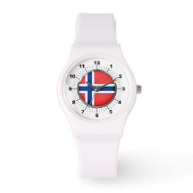 Women's Norway Flag Sporty White Silicon Watch