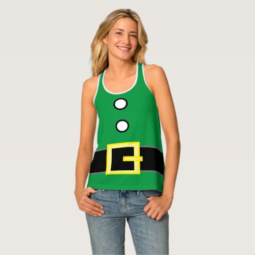 Womens Novelty Christmas SANTAS ELF SUIT COSTUME Tank Top