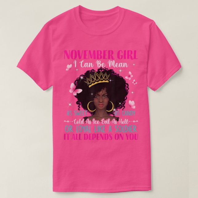 Womens November Girl I Can Be Mean As Sweet As Can T-Shirt (Design Front)
