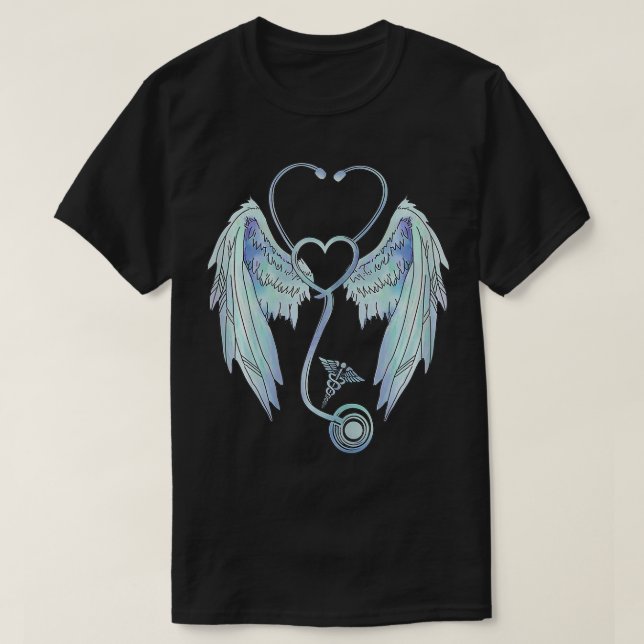 Womens Nurse Angel Wings Stethoscopes RN LPN Nursi T-Shirt (Design Front)