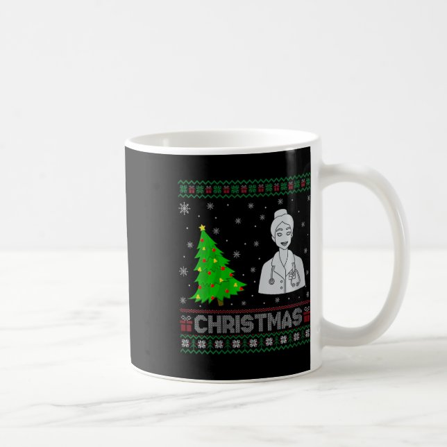Womens Nurse Practitioner Xmas Tree Lighting Ugly  Coffee Mug (Right)