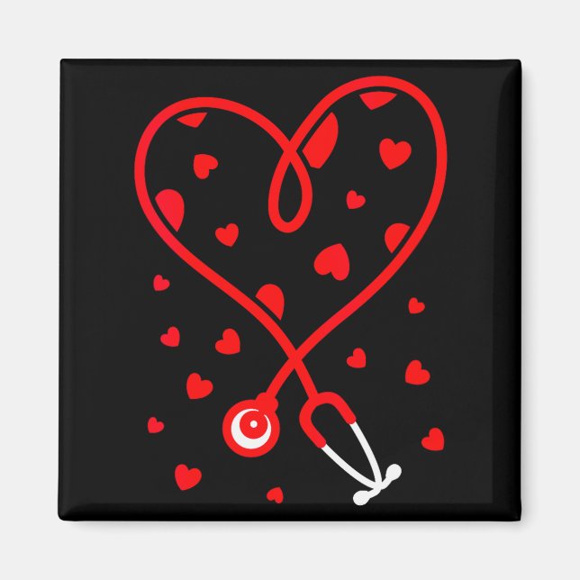 Womens Nurse Stethoscope Heart Valentines Day Nurs Magnet (Front)