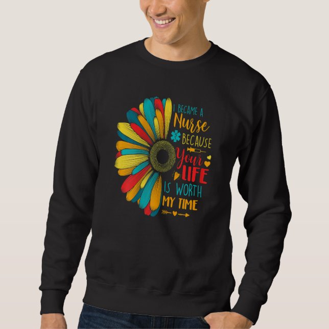 Womens  Nurse Sunshine Sunflower Counselor Mothers Sweatshirt (Front)