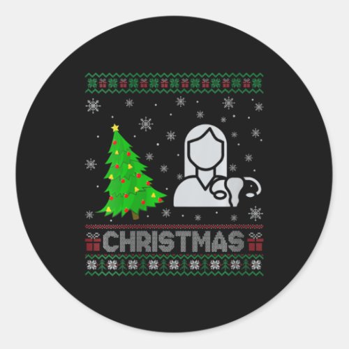 Womens Ob Nurse Xmas Tree Lighting Ugly Christmas  Classic Round Sticker