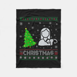 Womens Ob Nurse Xmas Tree Lighting Ugly Christmas  Fleece Blanket