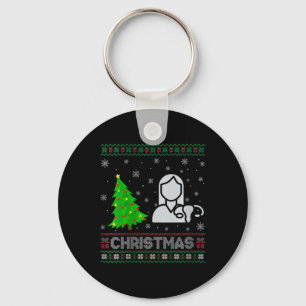 Womens Ob Nurse Xmas Tree Lighting Ugly Christmas  Keychain
