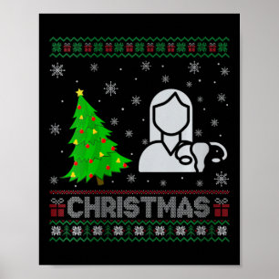 Womens Ob Nurse Xmas Tree Lighting Ugly Christmas Poster