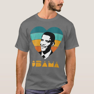 Womens Obama Portrait Retro Vintage Heart VNeck T-Shirt
