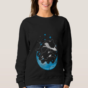 Womens Ocean Animal Killer Whale Orca V Neck Sweatshirt