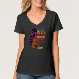 Womens October Girl Slays Prays Afro Black History T-Shirt