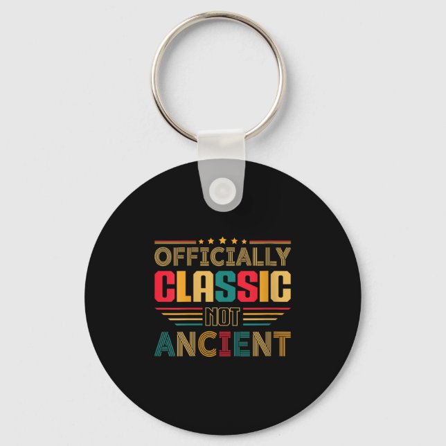 Womens Officially Clic, Not Ancient - Seniors V-ne Keychain (Front)