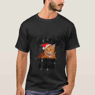 Womens Oh Lawd He Comin' Chonk Christmas Cat Meme T-Shirt