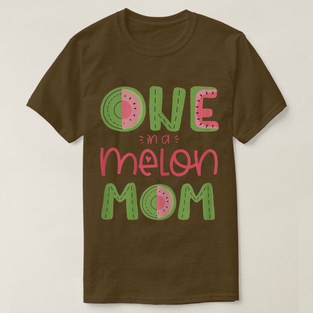 Womens One In A Melon Mom Cute Watermelon First Bi T-Shirt (Design Front)