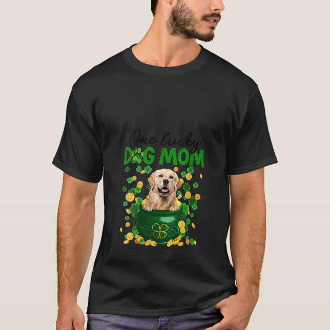 Womens One Lucky Dog Mama Golden Retriever Mom St T-Shirt (Front)